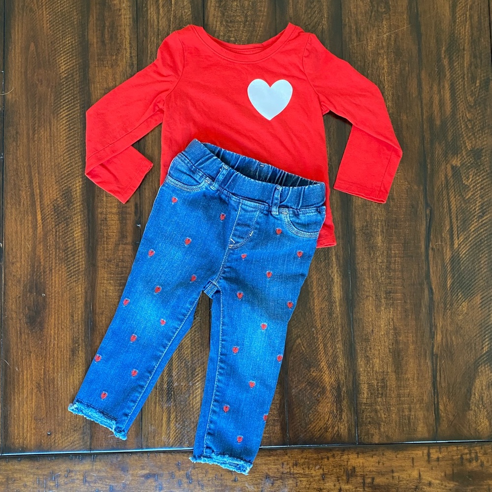 Gap Toddler Embroidered Heart Skinny Jeggings